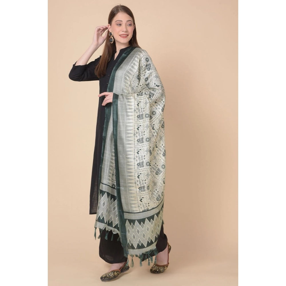 Women's Art Silk Printed Dupatta (Grey, Length: 2.25 to 2.50 Mtr)
