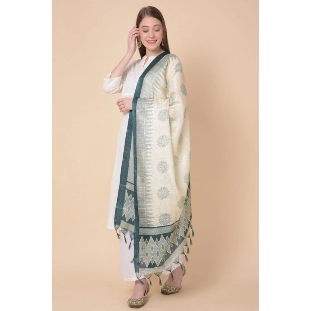 Women's Art Silk Printed Dupatta (Grey, Length: 2.25 to 2.50 Mtr)