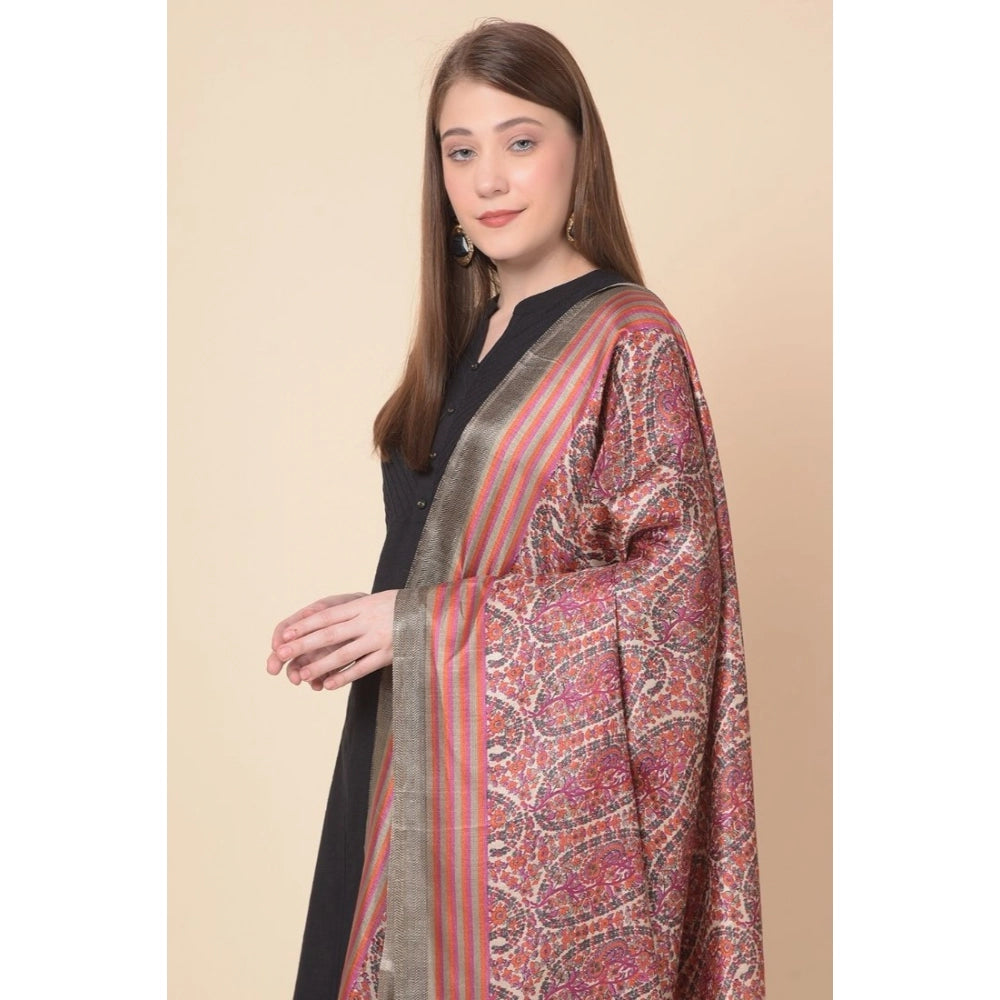 Women's Art Silk Printed Dupatta (Grey, Length: 2.25 to 2.50 Mtr)