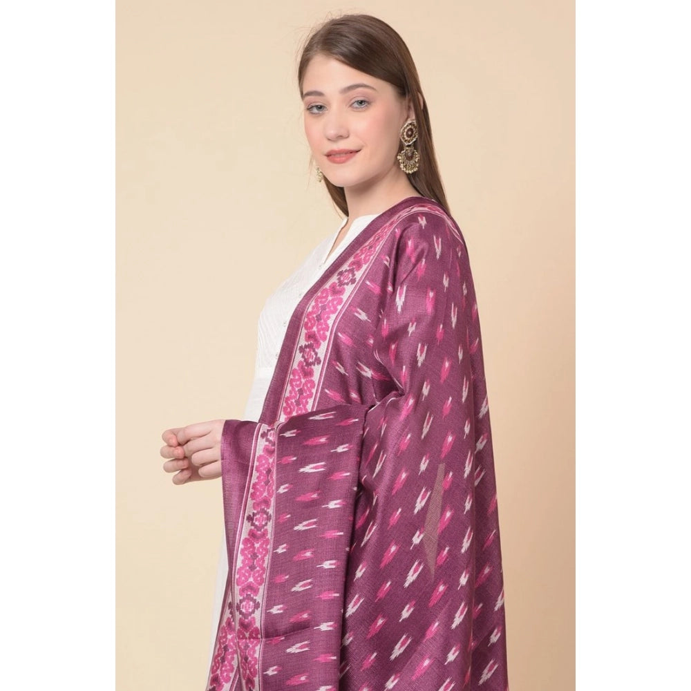 Women's Art Silk Printed Dupatta (Purple, Length: 2.25 to 2.50 Mtr)