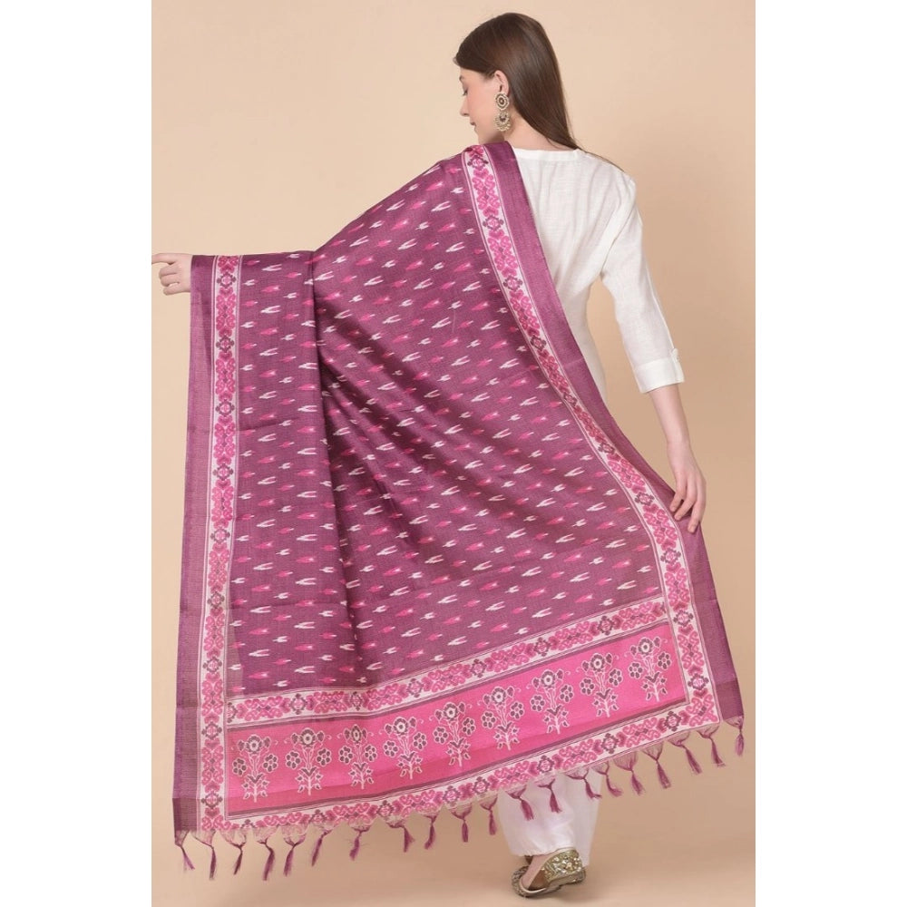 Women's Art Silk Printed Dupatta (Purple, Length: 2.25 to 2.50 Mtr)