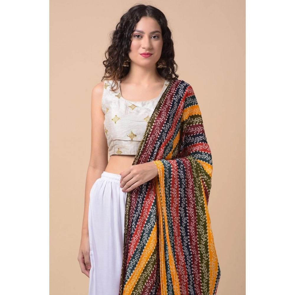 Women's Chanderi Printed Dupatta (Multicolor, Length: 2.25 to 2.50 Mtr)