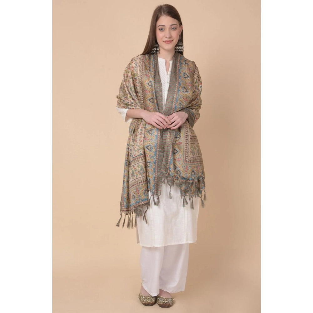 Women's Art Silk Printed Dupatta (Light Brown, Length: 2.25 to 2.50 Mtr)