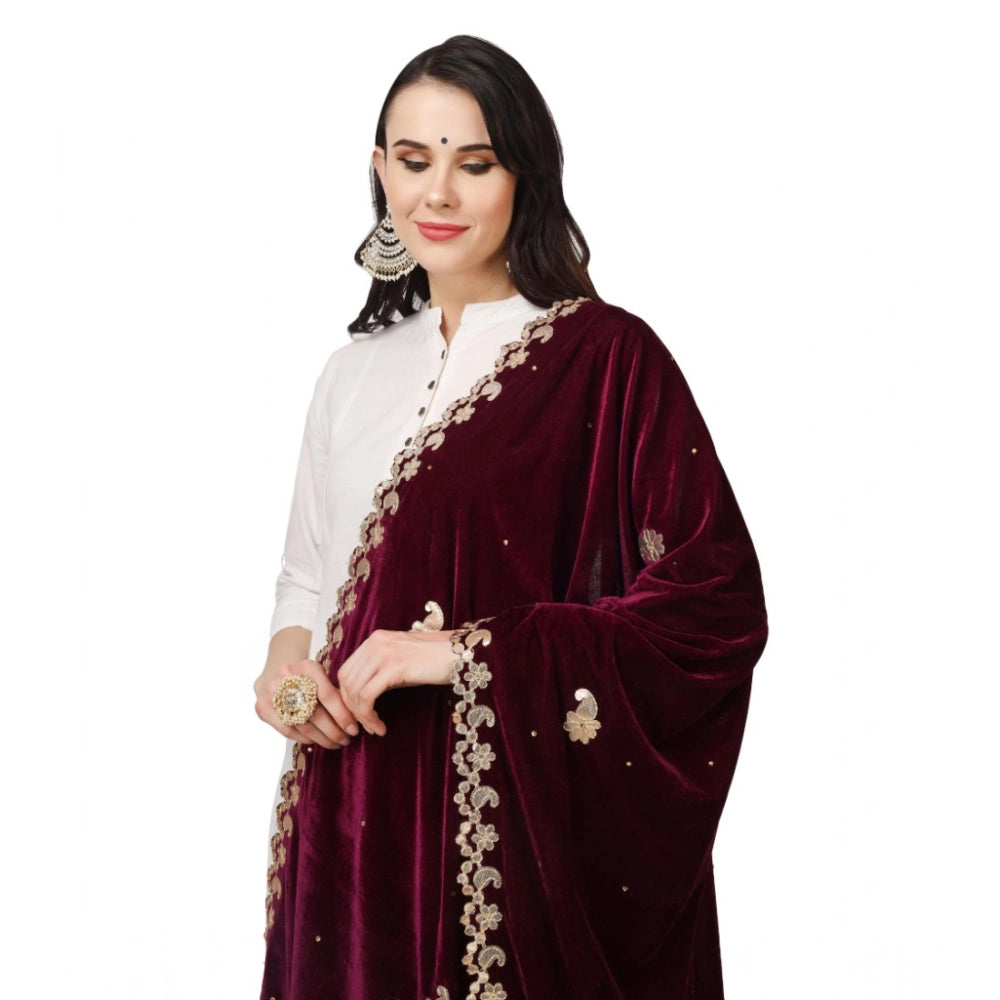 Women's Velvet Gotta Patti Dupatta (Purple, Length: 2.25 to 2.50 Mtr)