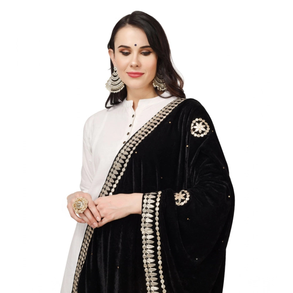Women's Velvet Gotta Patti Dupatta (Black, Length: 2.25 to 2.50 Mtr)