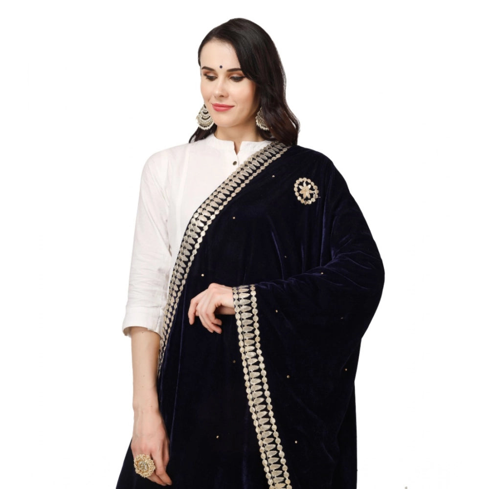 Women's Velvet Gotta Patti Dupatta (Blue, Length: 2.25 to 2.50 Mtr)