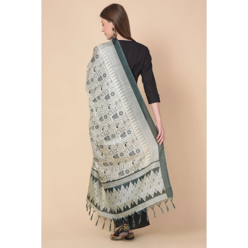Women's Art Silk Printed Dupatta (Grey, Length: 2.25 to 2.50 Mtr)