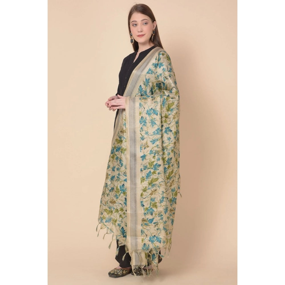 Women's Art Silk Printed Dupatta (Gold, Length: 2.25 to 2.50 Mtr)