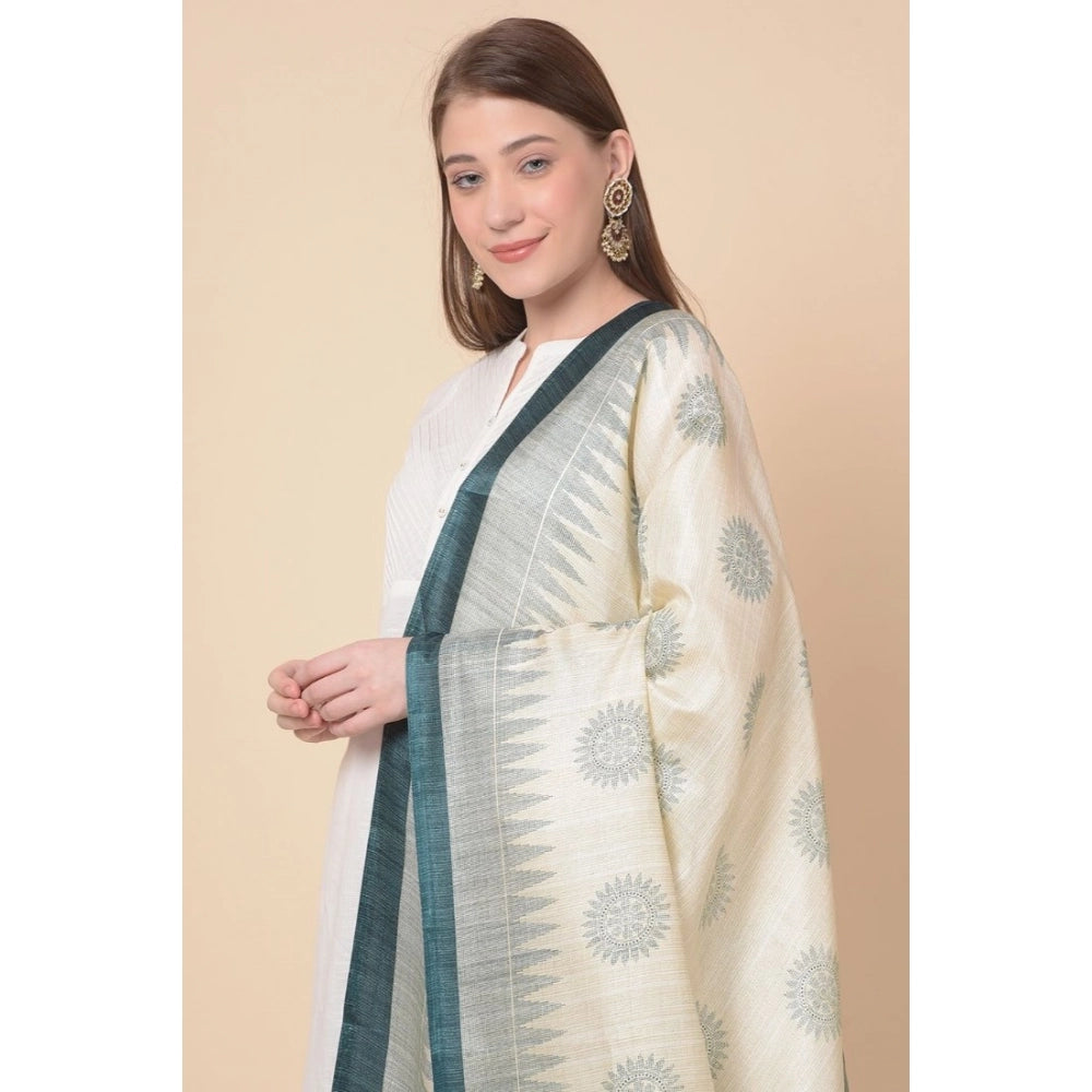 Women's Art Silk Printed Dupatta (Grey, Length: 2.25 to 2.50 Mtr)