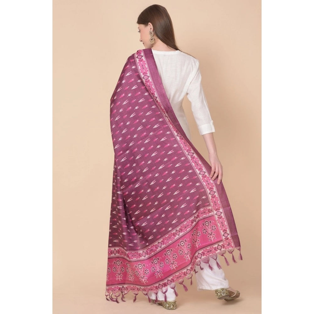 Women's Art Silk Printed Dupatta (Purple, Length: 2.25 to 2.50 Mtr)