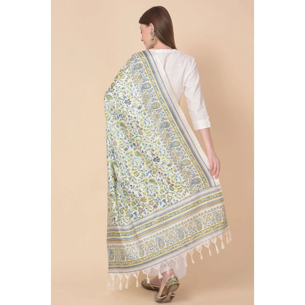 Women's Art Silk Printed Dupatta (Grey, Length: 2.25 to 2.50 Mtr)