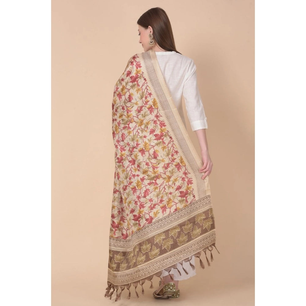 Women's Art Silk Printed Dupatta (Gold, Length: 2.25 to 2.50 Mtr)