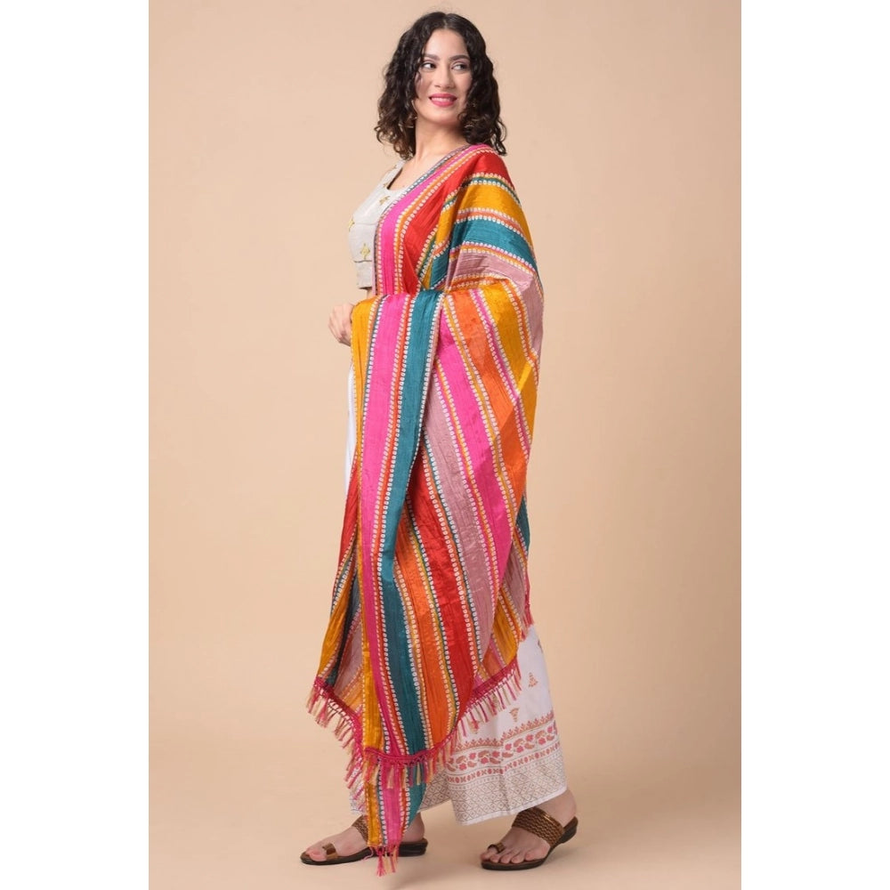 Women's Chanderi Printed Dupatta (Multicolor, Length: 2.25 to 2.50 Mtr)