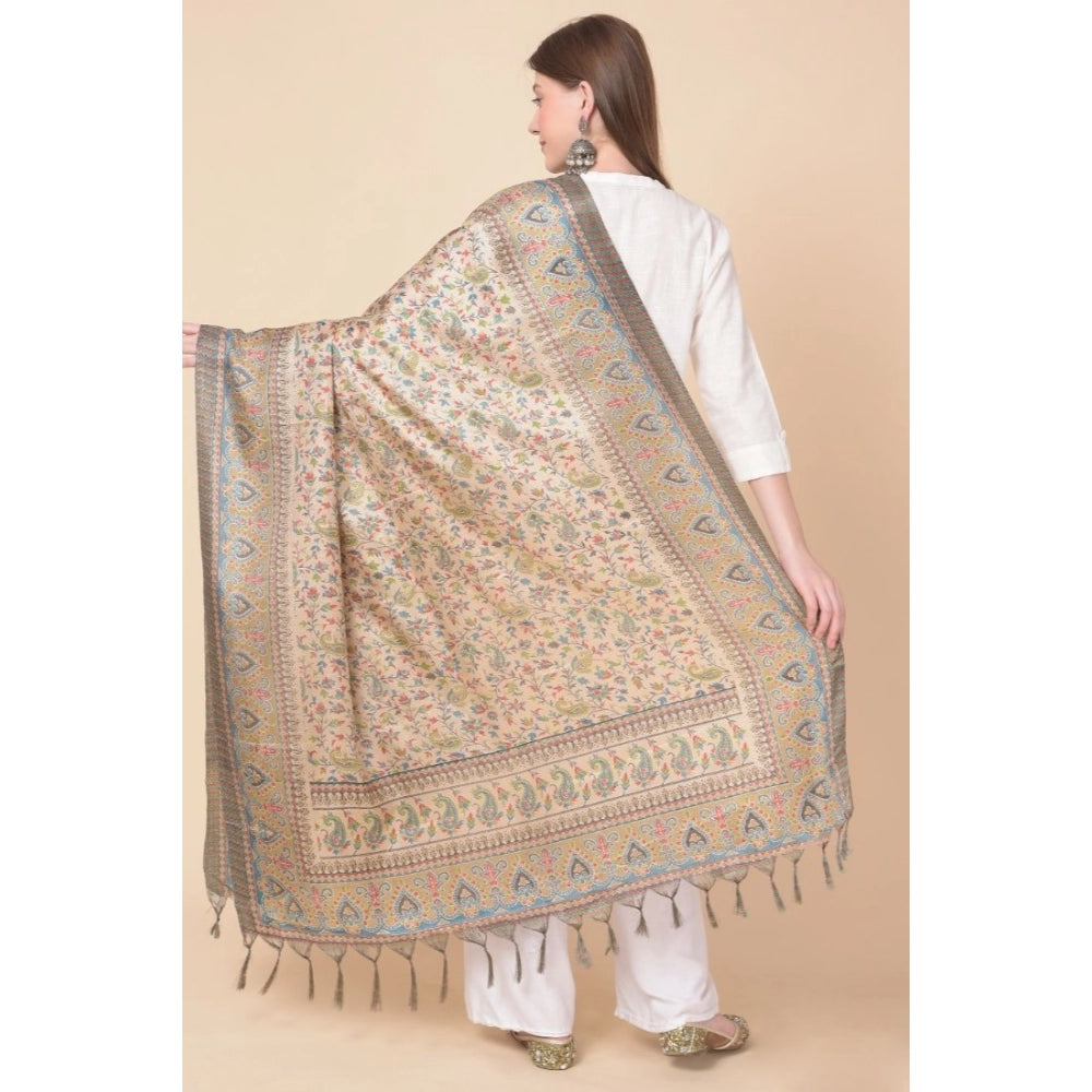 Women's Art Silk Printed Dupatta (Light Brown, Length: 2.25 to 2.50 Mtr)