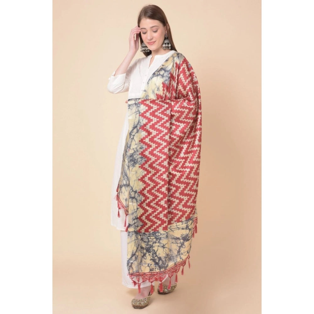 Women's Art Silk Printed Dupatta (Maroon, Length: 2.25 to 2.50 Mtr)
