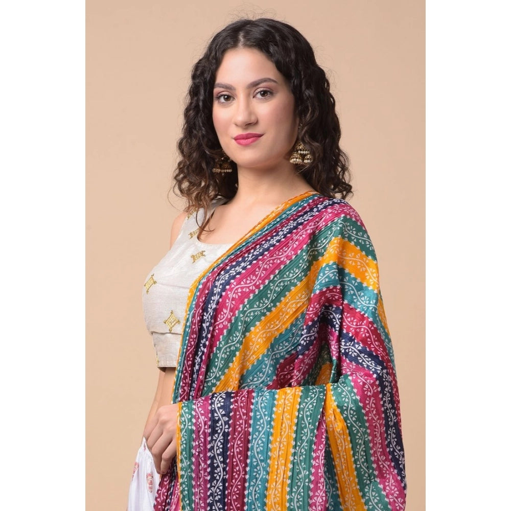 Women's Chanderi Printed Dupatta (Multicolor, Length: 2.25 to 2.50 Mtr)
