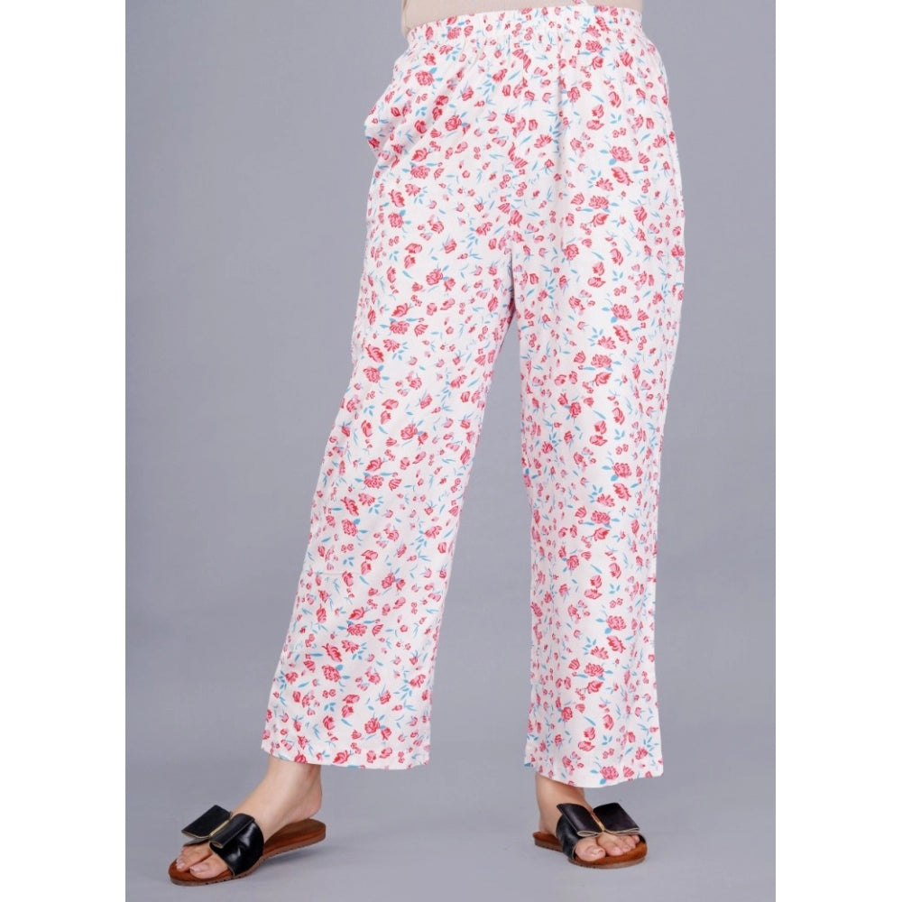 Women's Casual Half Sleeve Printed Viscose Rayon Shirt With Pyjama Pant Night Suit Set (Baby Pink)