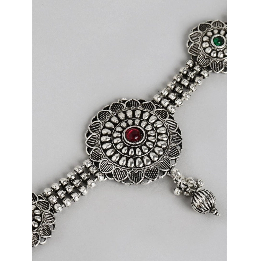 Women's Rose Gold Plated Alloy Necklace &amp; Earings Set (Silver)