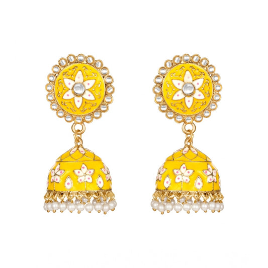 Women's Rose Gold Plated Alloy Earrings (Yellow)