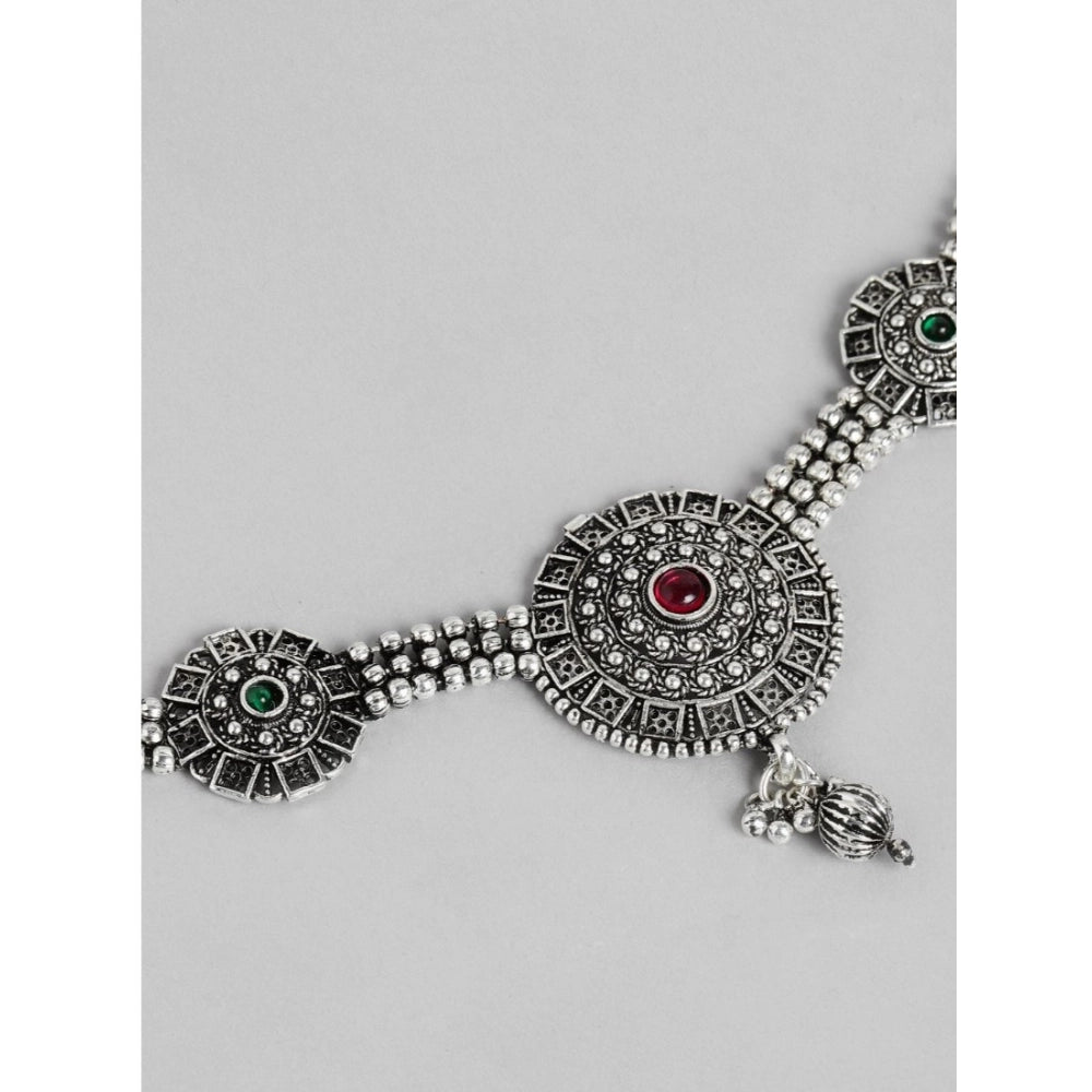 Women's Rose Gold Plated Alloy Necklace &amp; Earings Set (Silver)