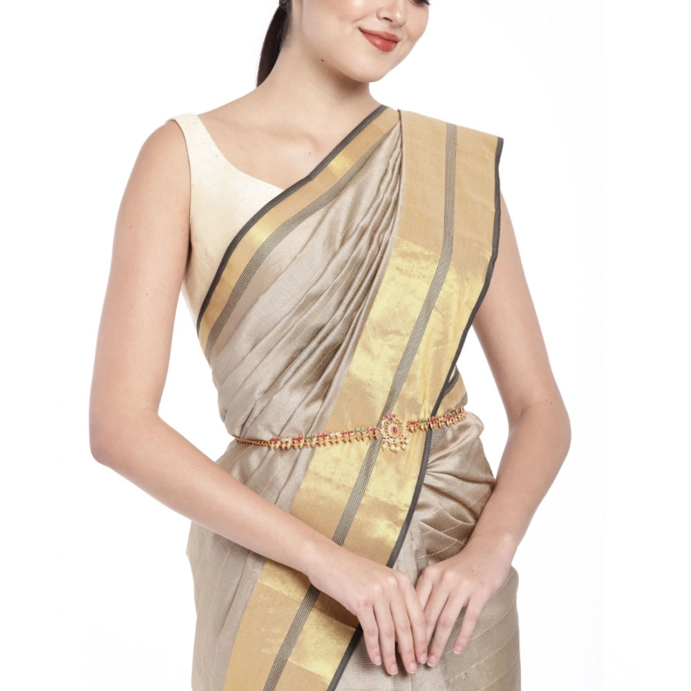 Women's Rose Gold Plated Alloy Hip Belt Kamarband (Red &amp; Green)