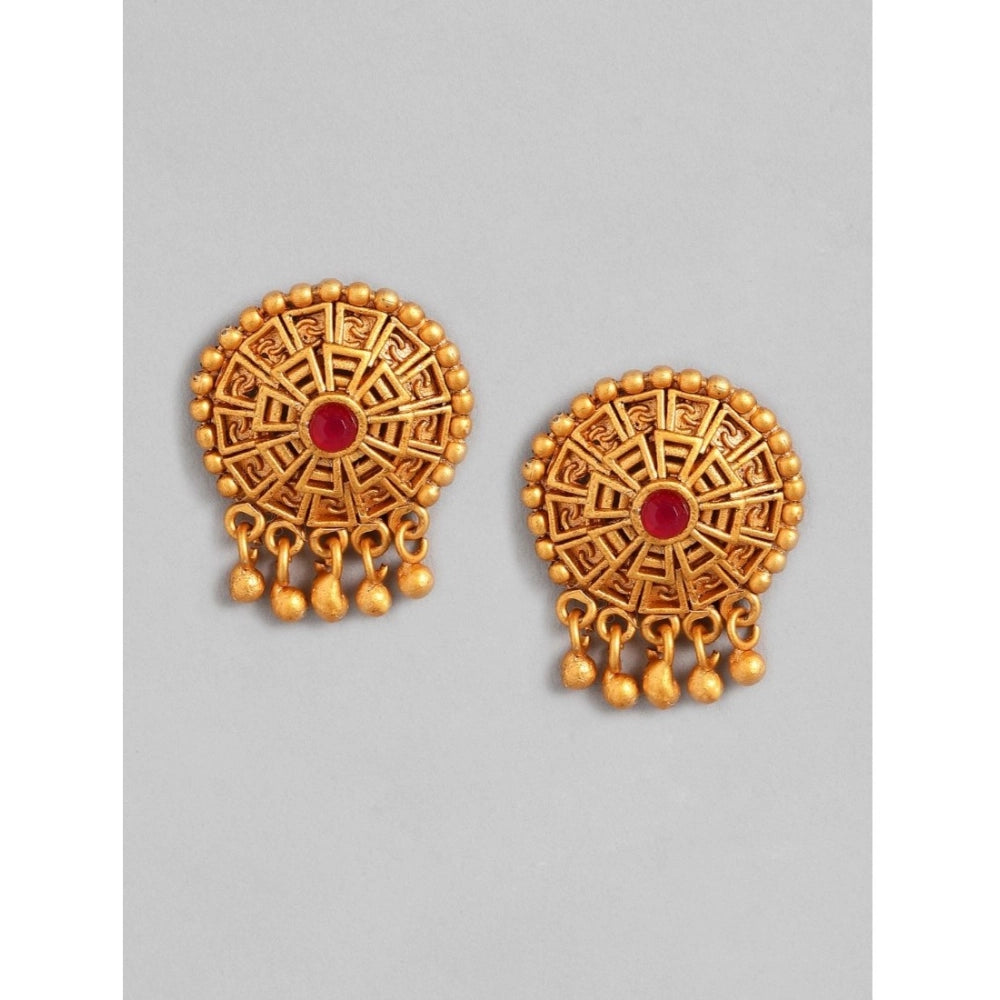 Women's Rose Gold Plated Alloy Necklace &amp; Earings Set (Multicolor)