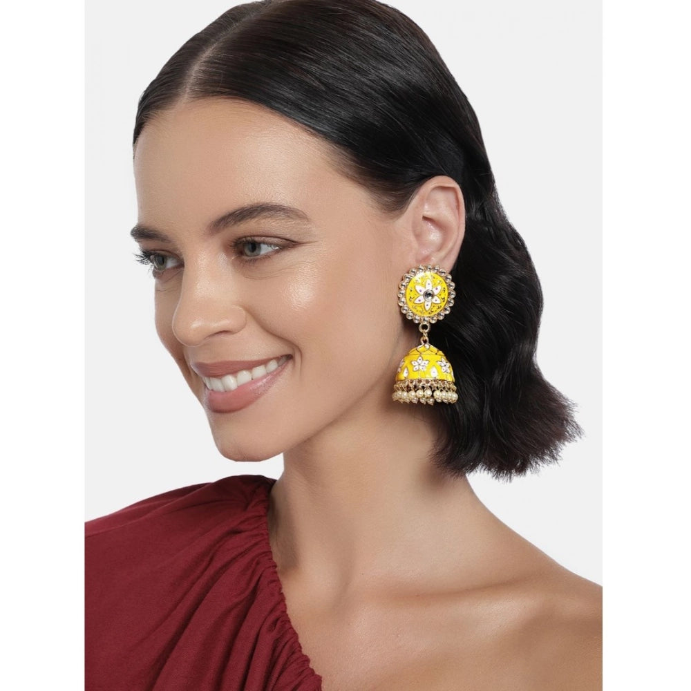 Women's Rose Gold Plated Alloy Earrings (Yellow)