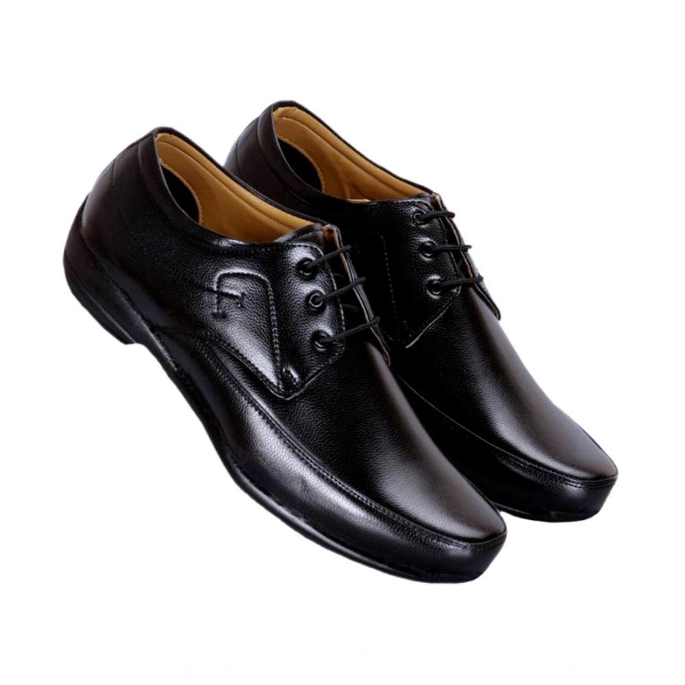 Men's Solid Synthetic Leather Formal Shoes (Black)
