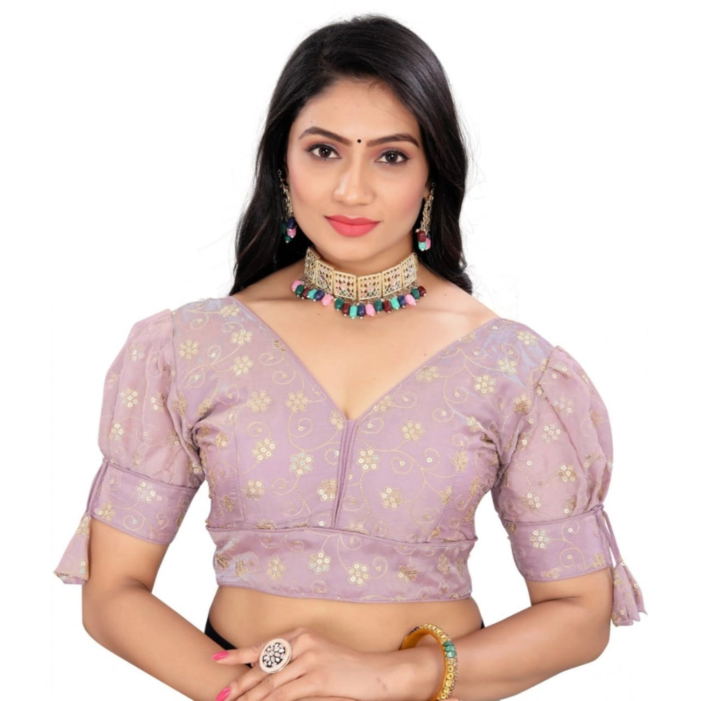 Women's Jimmy Choo Embroidery Readymade Blouse (Lavender, Size: Free Size)