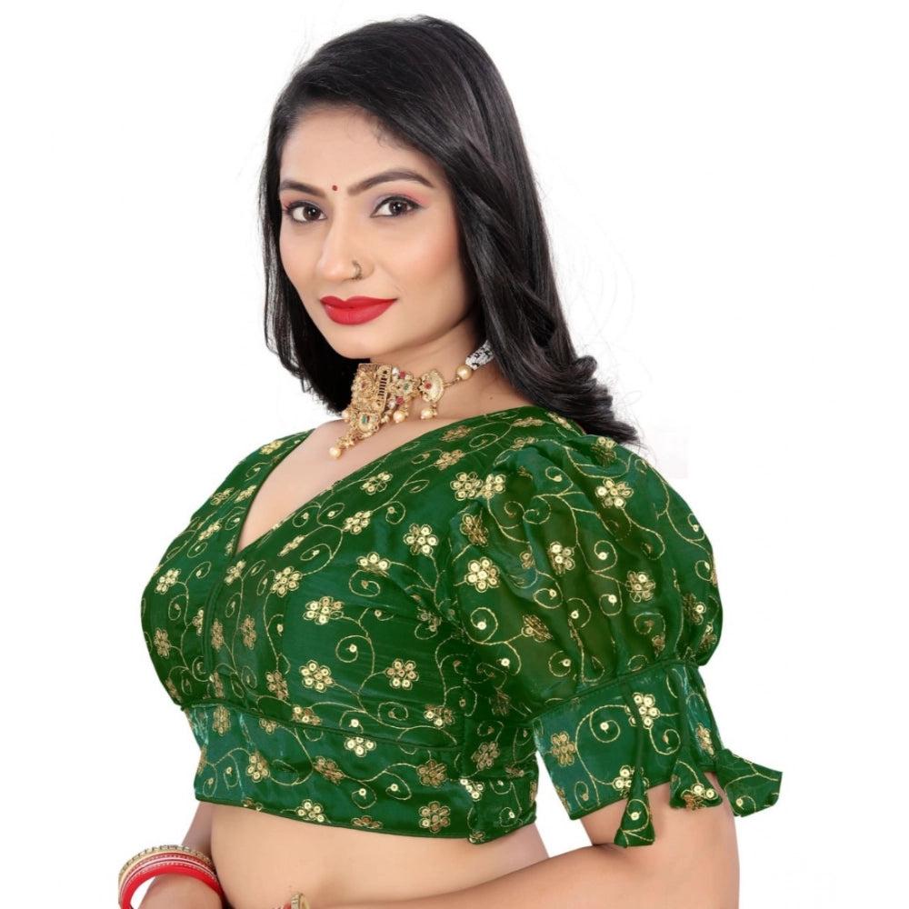 Women's Jimmy Choo Embroidery Readymade Blouse (Green, Size: Free Size)