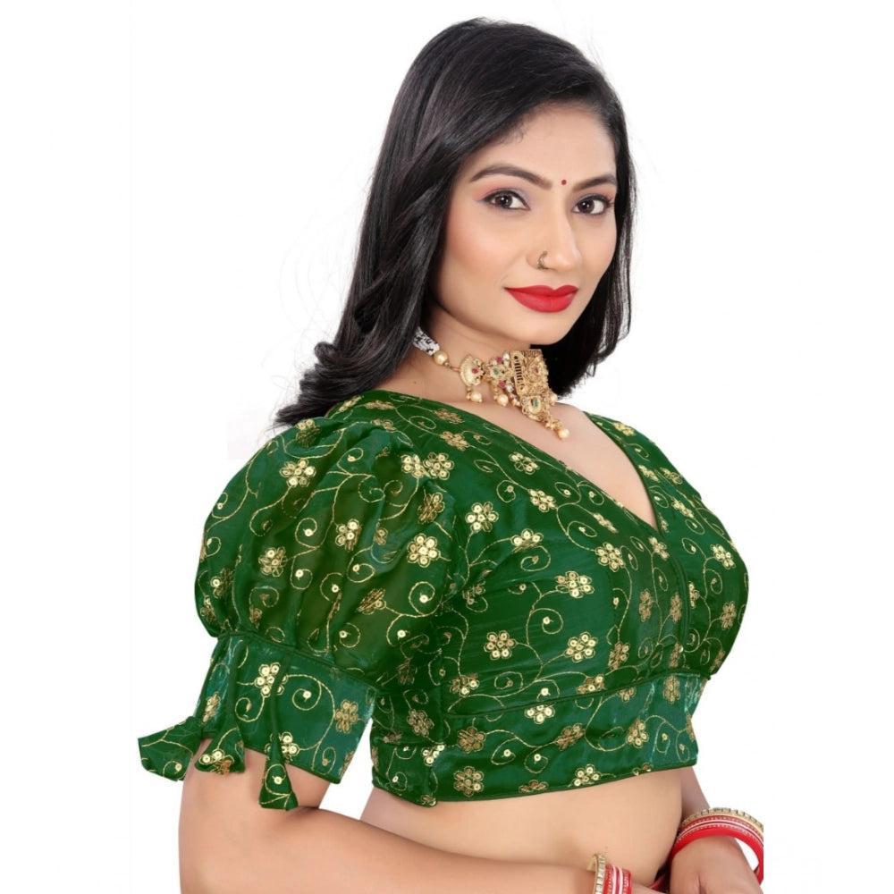 Women's Jimmy Choo Embroidery Readymade Blouse (Green, Size: Free Size)