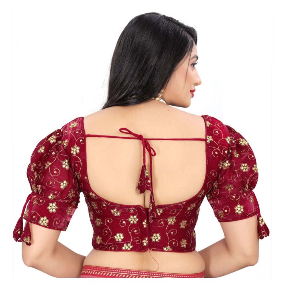 Women's Jimmy Choo Embroidery Readymade Blouse (Maroon, Size: Free Size)