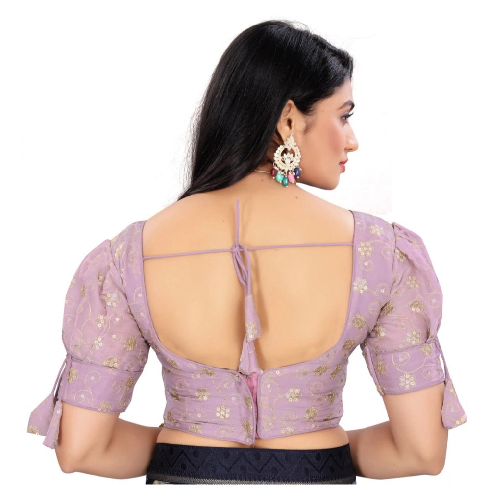 Women's Jimmy Choo Embroidery Readymade Blouse (Lavender, Size: Free Size)