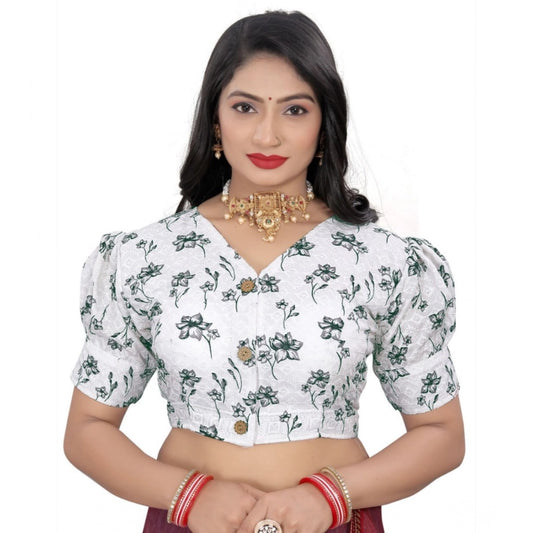 Women's Cotton Blend Floral Readymade Blouse (Black, Size: Free Size)