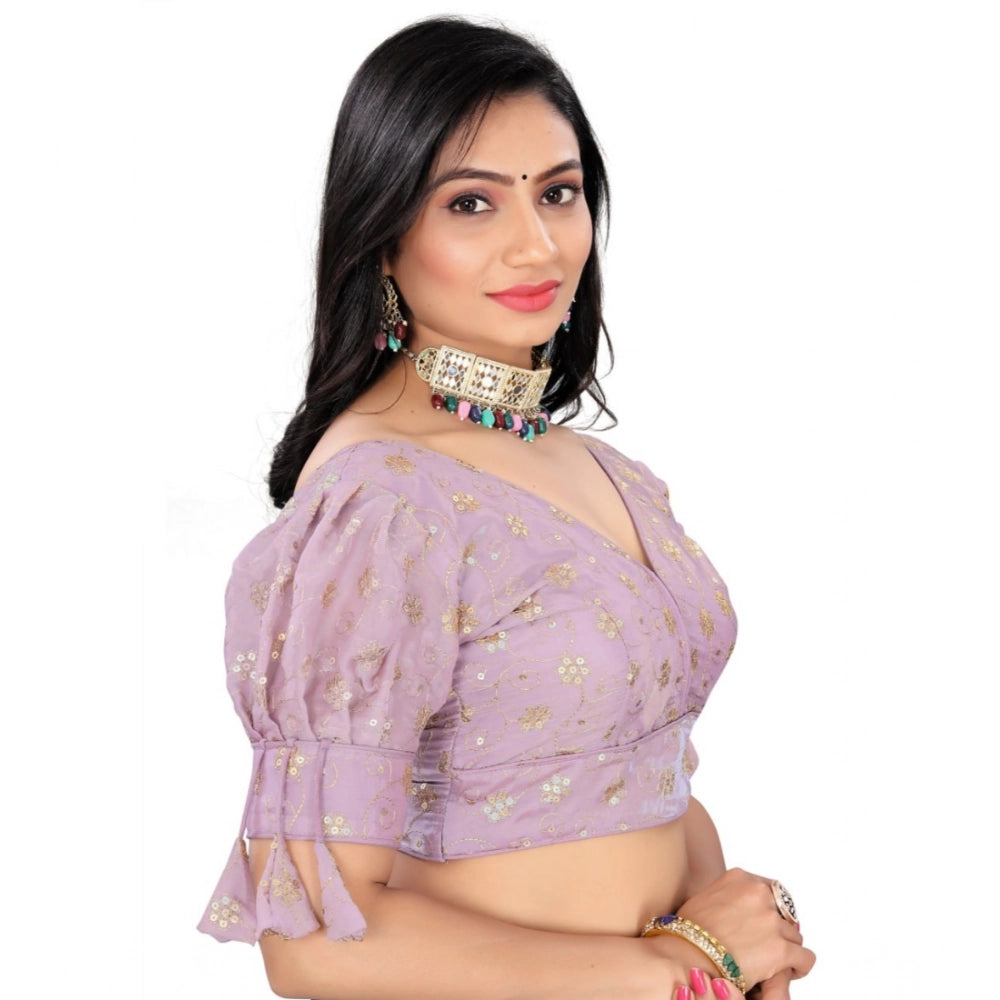 Women's Jimmy Choo Embroidery Readymade Blouse (Lavender, Size: Free Size)