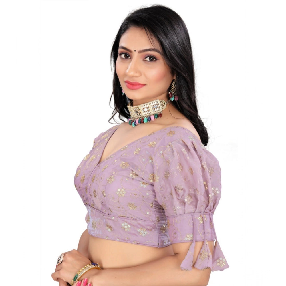 Women's Jimmy Choo Embroidery Readymade Blouse (Lavender, Size: Free Size)