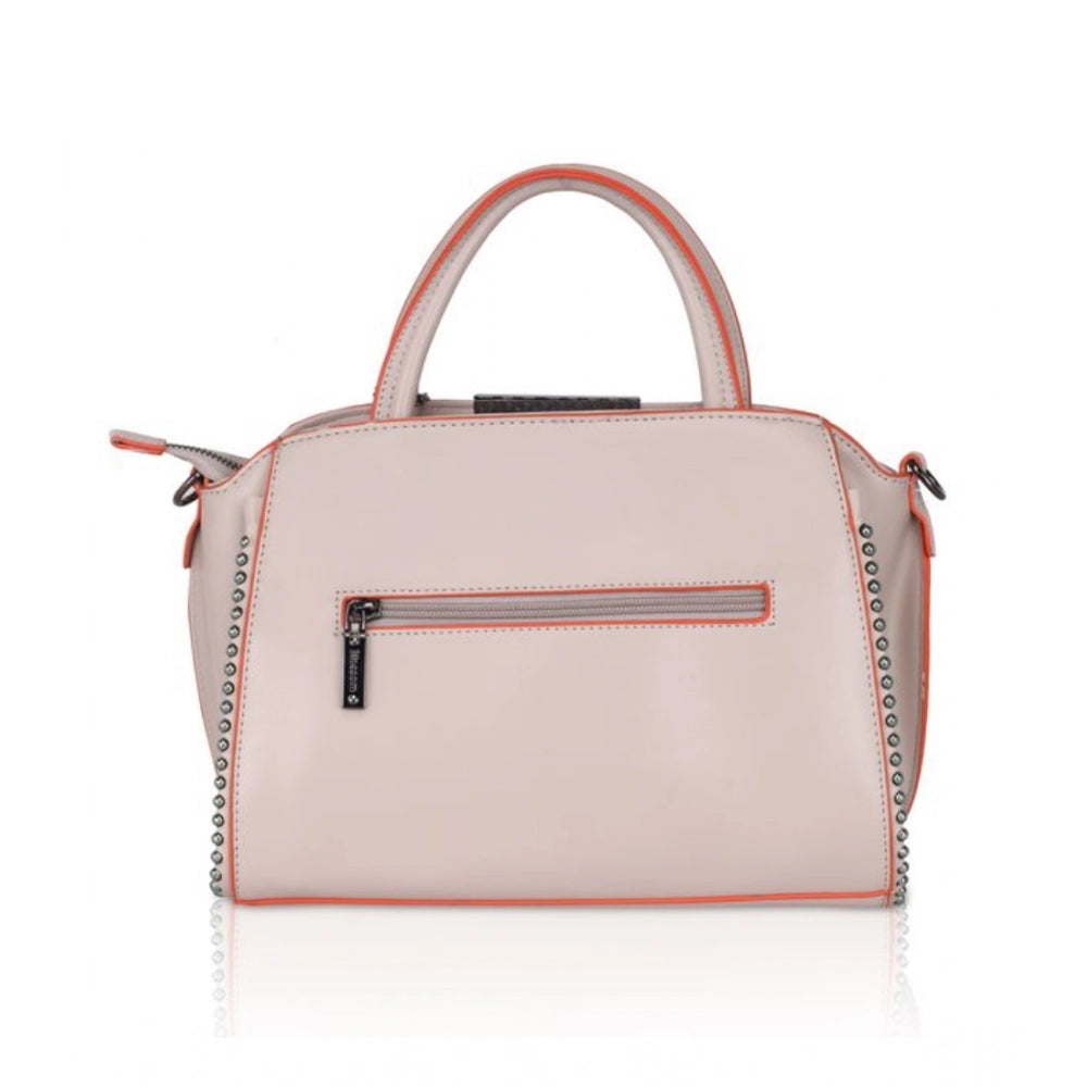 Women's Faux Leather Metal Beads Handbag (Khaki)