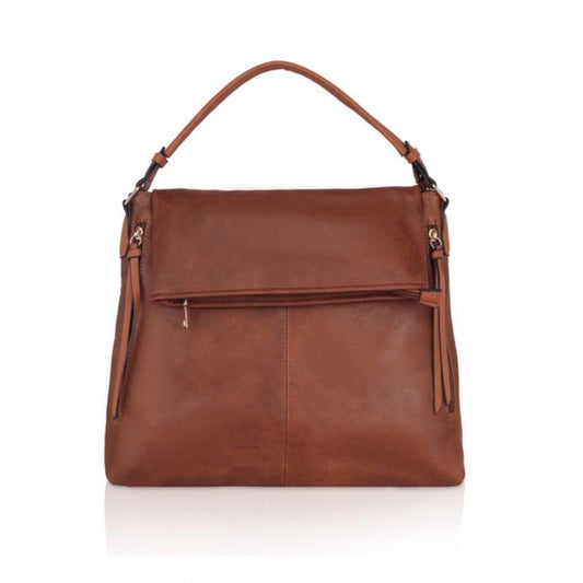 Women's Faux Leather Solid Sling Bag (Brown)