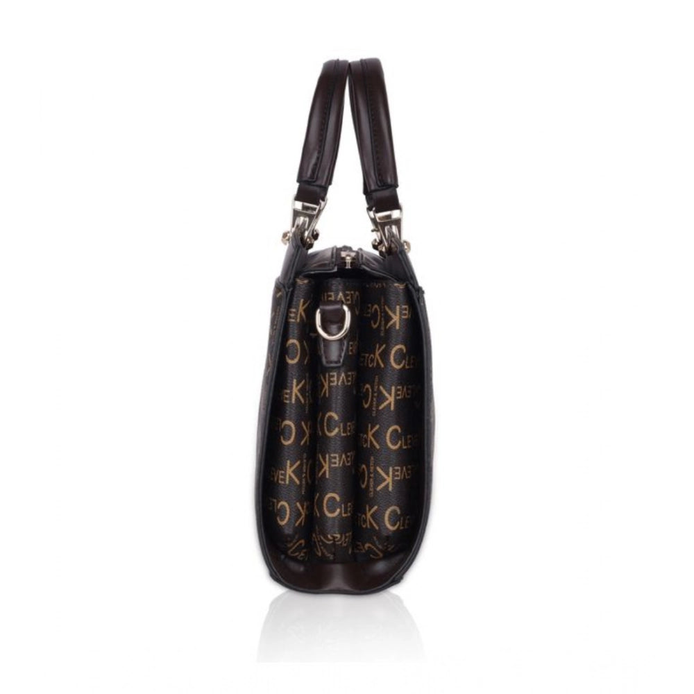 Women's Faux Leather Printed Handbag (Coffee)