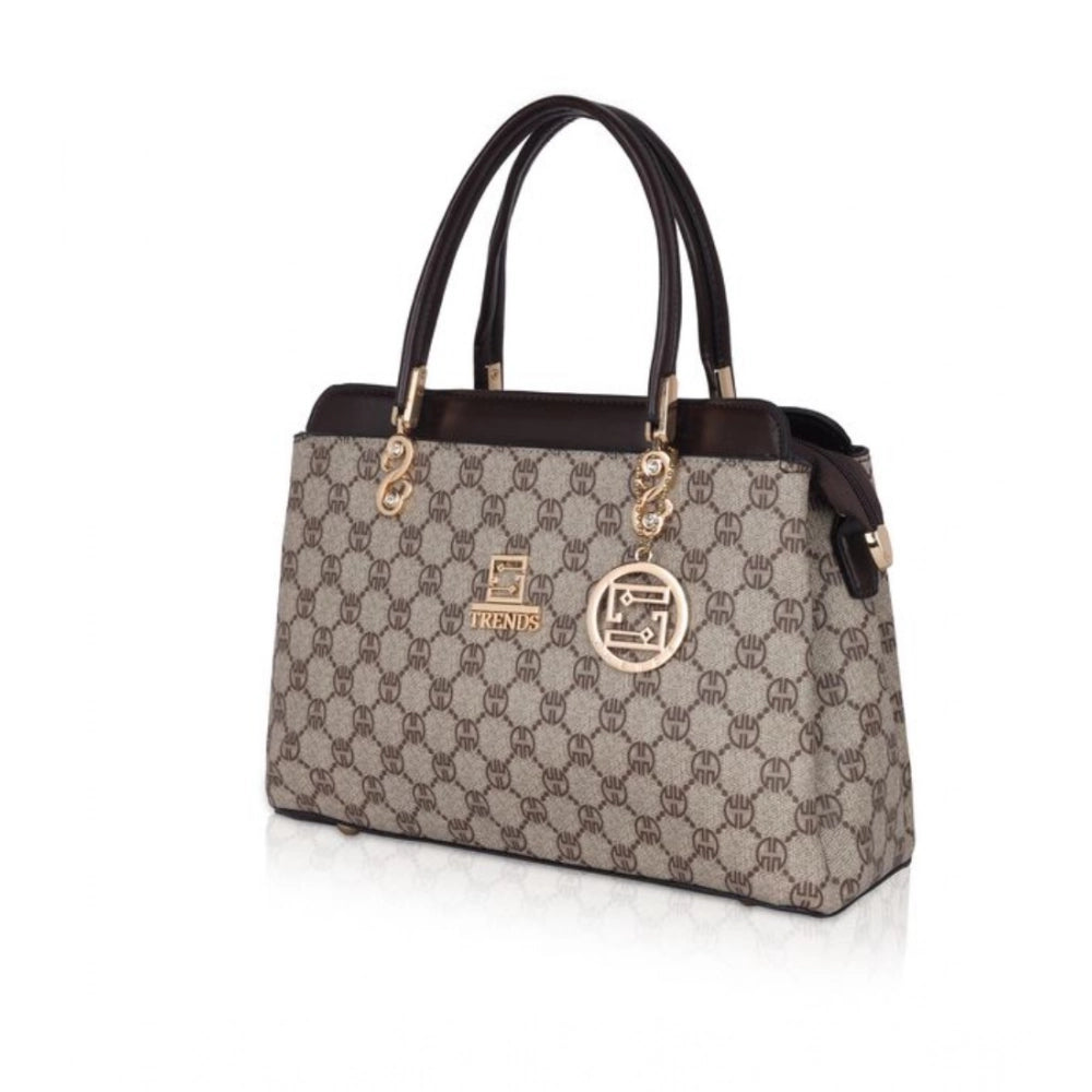 Women's Faux Leather Printed Handbag (Coffee)
