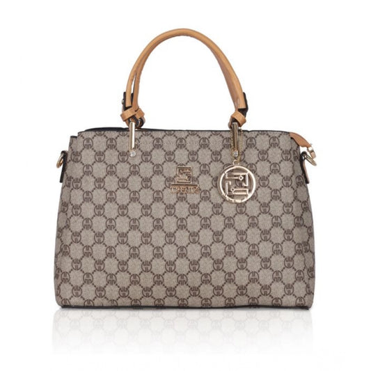 Women's Faux Leather Printed Handbag (Camel)