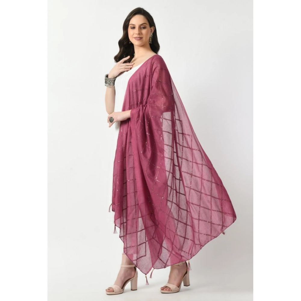 Women's Chanderi Self Design Dupatta (Levender, Length: Free Size)