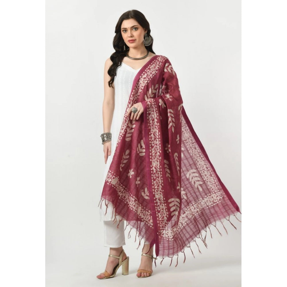 Women's Cotton Printed Dupatta (Levender, Length: Free Size)