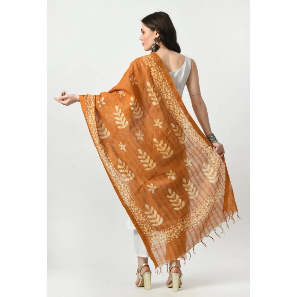 Women's Cotton Printed Dupatta (Rust, Length: Free Size)