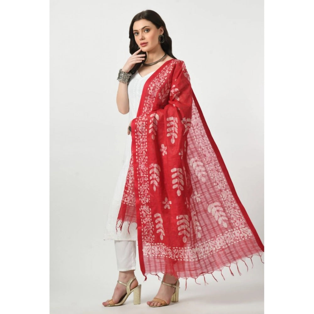 Women's Cotton Printed Dupatta (Rani, Length: Free Size)
