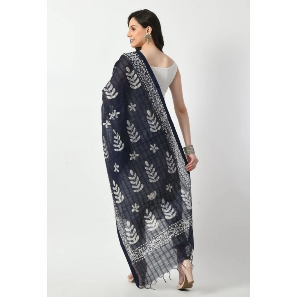 Women's Cotton Printed Dupatta (Blue, Length: Free Size)