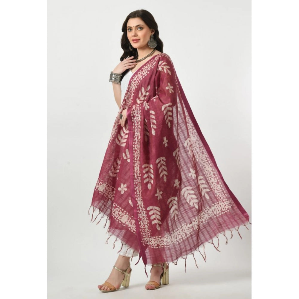 Women's Cotton Printed Dupatta (Levender, Length: Free Size)