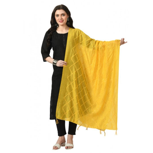 Women's Chanderi Self Design Dupatta (Yellow, Length: Free Size)
