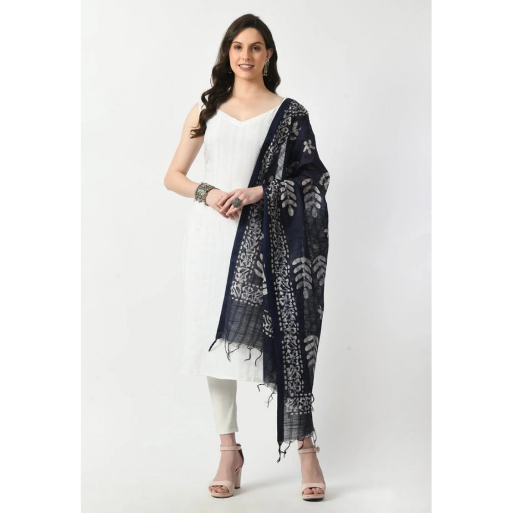 Women's Cotton Printed Dupatta (Blue, Length: Free Size)