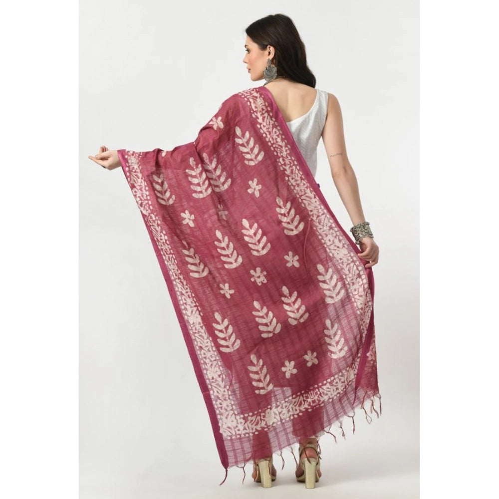 Women's Cotton Printed Dupatta (Levender, Length: Free Size)